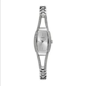 Authentic GUESS Womenโs Silver-Tone Crystal Watch
